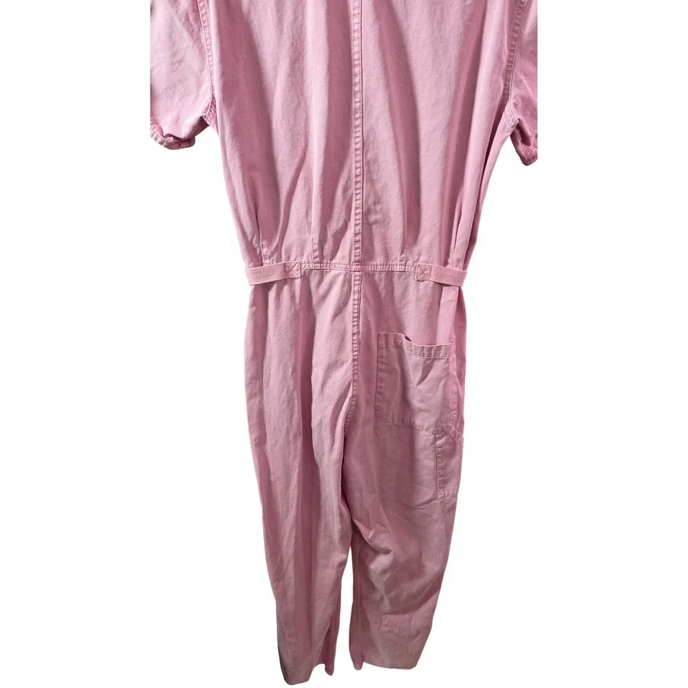 Pistola Pink Cotton Utility Jumpsuit Short Sleeve Wide Leg Suit Small - Picture 9 of 9